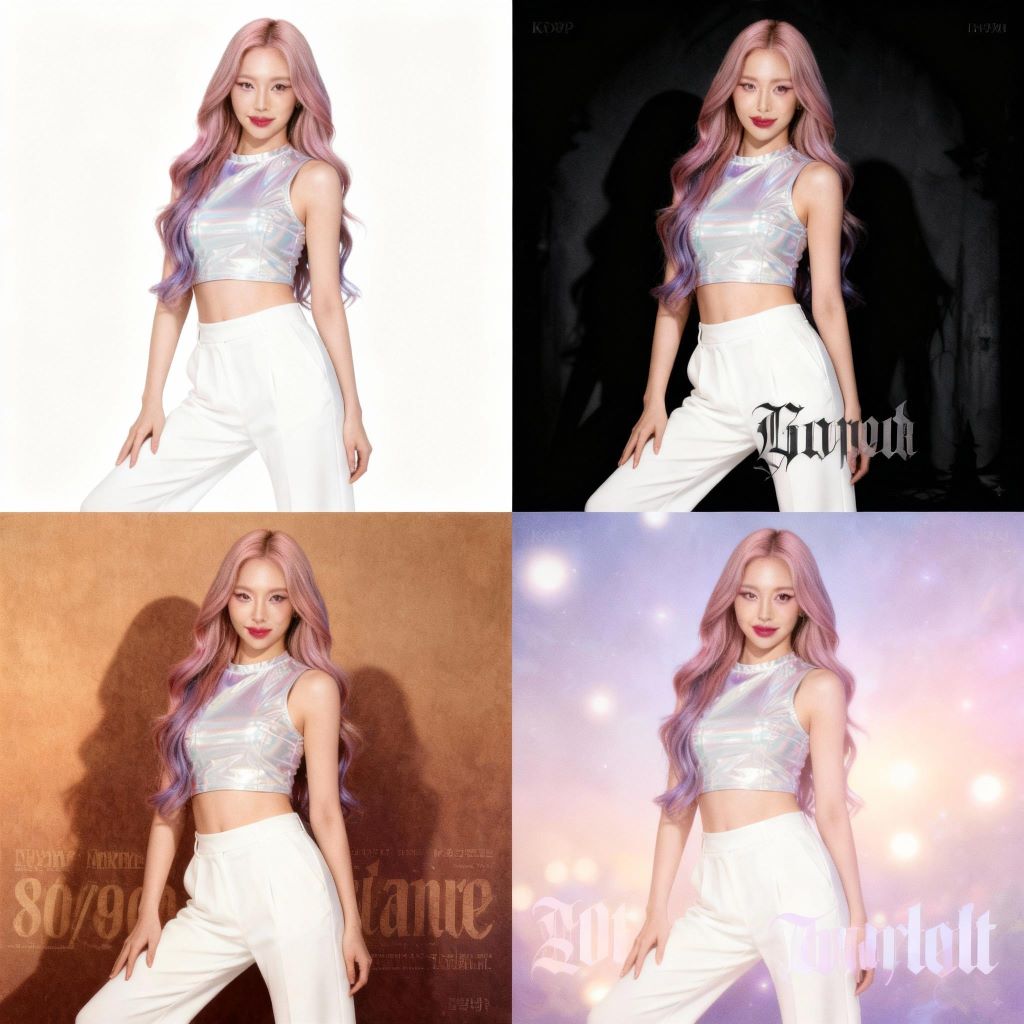 Grid showing same idol in different album cover styles