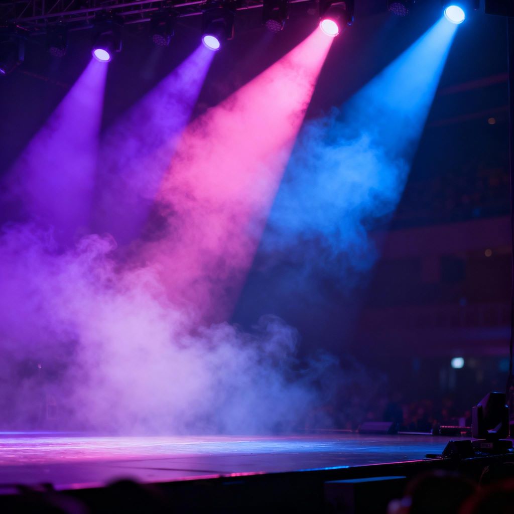 Dynamic concert stage with dramatic lighting